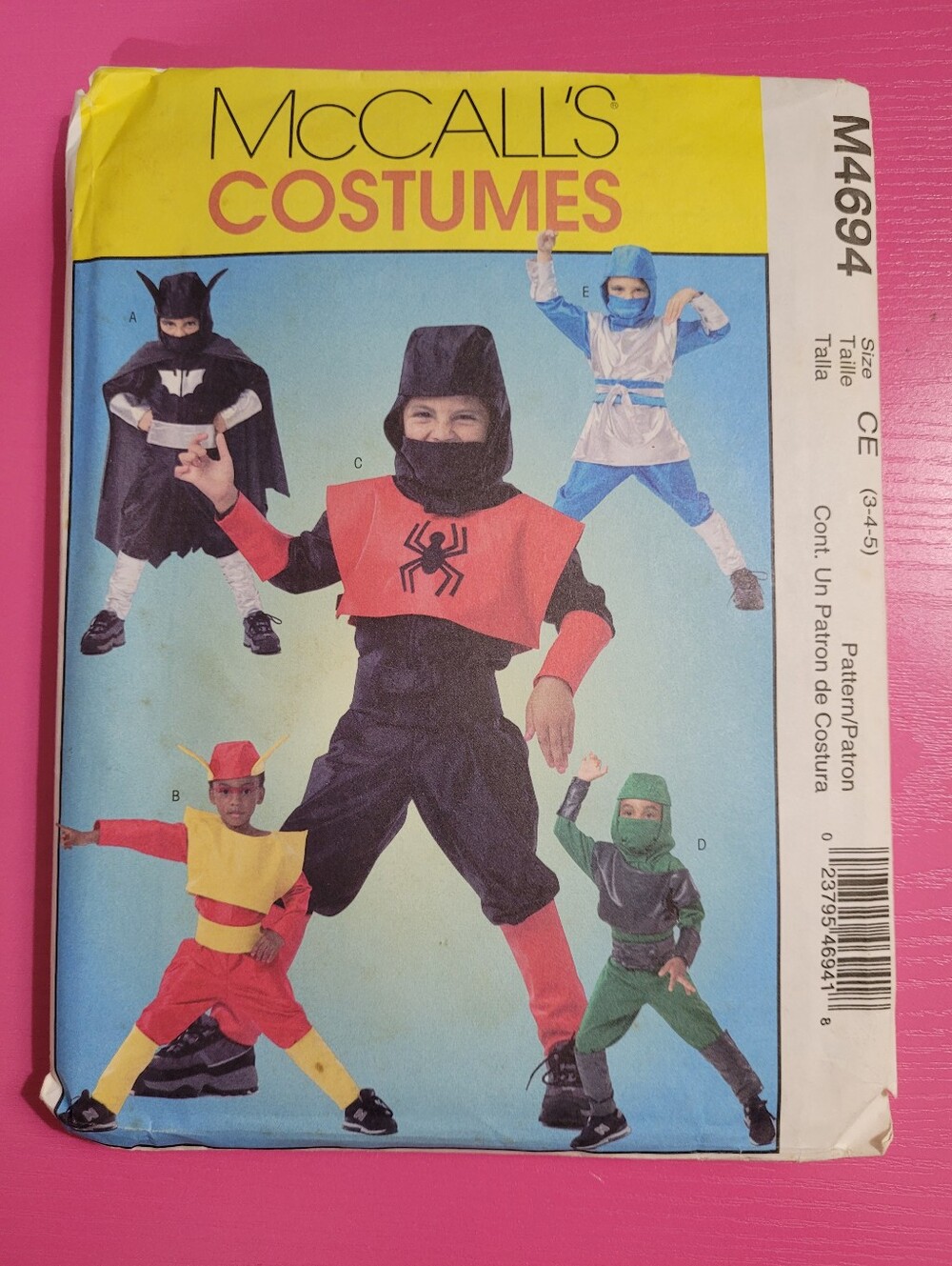 McCall's Costumes Kids Ninja Sewing Pattern M4694 Size 3-4-5 (0976)